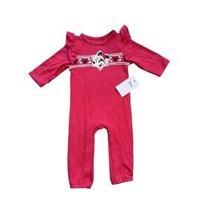 Disney Jumping Beans Red Minnie Mouse Christmas One Piece Pajamas Newborn